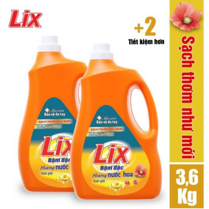 Combo 2 nước giặt lix hương nước hoa 3.6kg