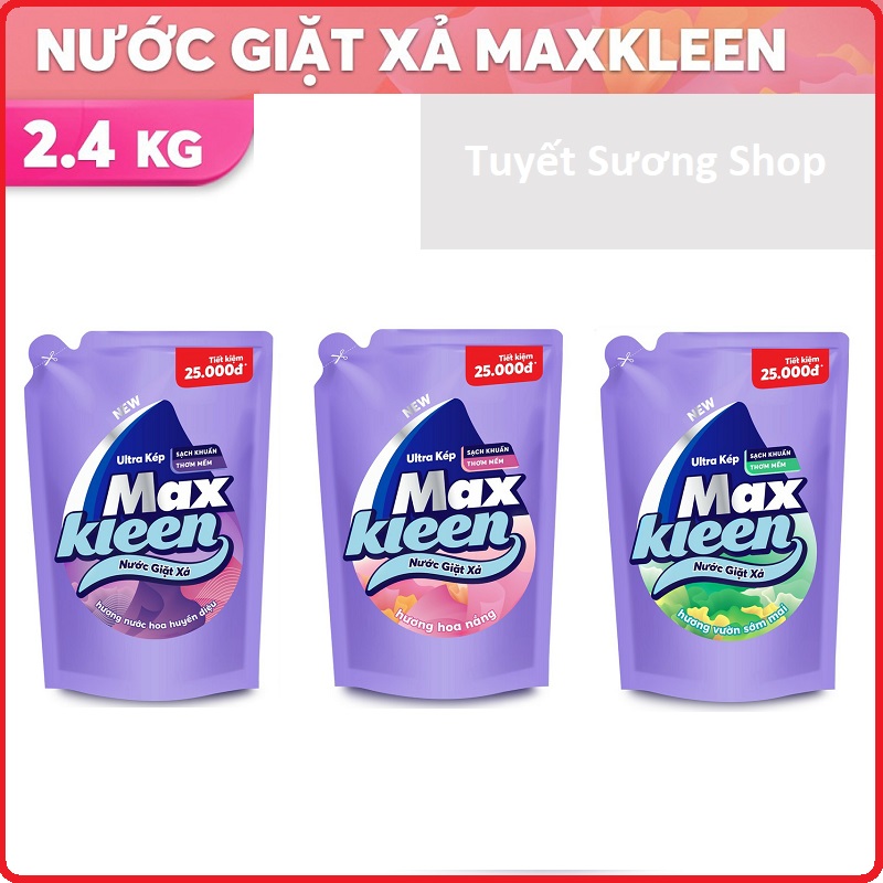 Nước giặt xả Maxkleen túi 2.4kg có Vòi - cam kết hàng đúng mô tả sản xuất theo công nghệ hiện đại an toàn cho người sử dụng
