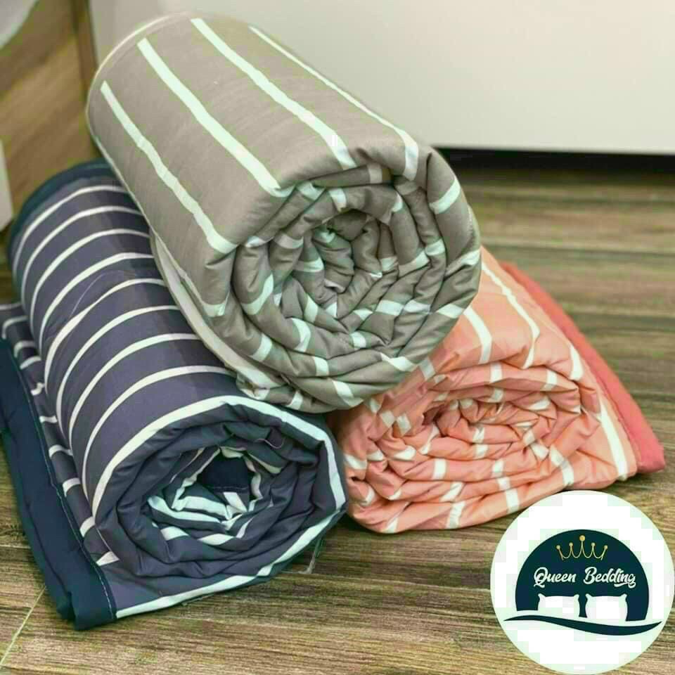Chăn hè Muji kẻ sọc cotton poly xuất Nhật