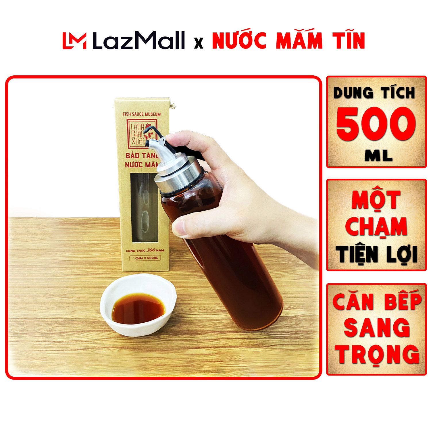 [ HÀNG NHẬP KHẨU ] Bình rót một chạm cao cấp One Touch Open 500ml đựng nước mắm dầu ăn - thuỷ tinh s