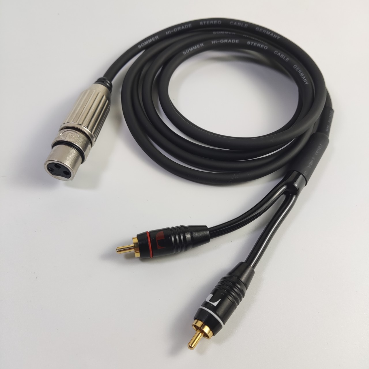 Dây Canon cái ra 2 AV bông sen, Dây sommer USA cao cấp, Cắm từ Vang xuống Subwoofer, dây jack canon cái ra 2 bông sen av rca cao cấp audio bình tân