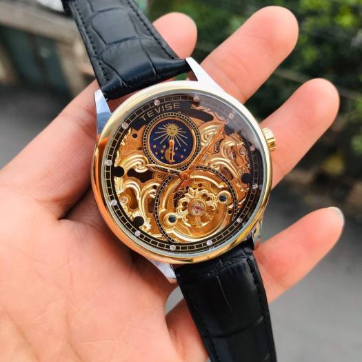 Đồng hồ nam TEVISE T820 automatic, Dây da cao cấp, Full hộp, chống nước, chống xước, Thẻ bảo hành 3 năm