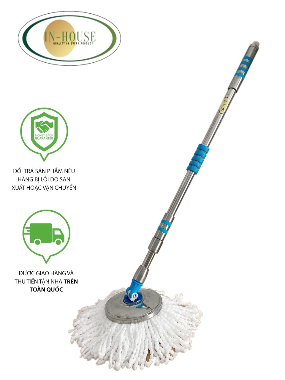 Cây lau nhà inox 360 độ thông minh