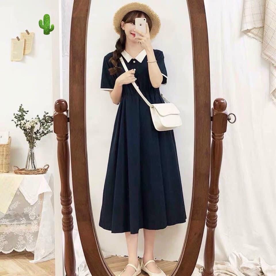 Đầm xòe cổ trụ nàng thơ dáng xinh chất kate dày dặn form <50kg 2022