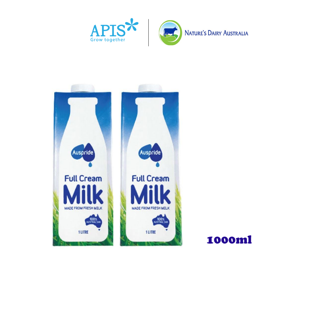 Combo 2 Hộp Sữa Tươi Tiệt Trùng Úc Hiệu Auspride Full Cream Không Đường 1L