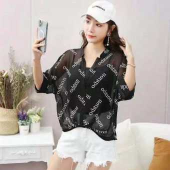 Áo Voan Nữ Mùa Hè Mới, Áo Chui Đầu Mỏng Bất Đối Xứng Thời Trang Tay Áo Cánh Dơi Hai Mảnh Áo Voan