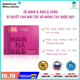 Viên uống Vitamin giúp mọc tóc, khỏe Tóc và Móng khỏe đẹp - 3D Hair & Nails Cube Siberian Wellness Ngăn rụng tóc - Củng cố cấu trúc keratin của tóc và móng – Chống lão hóa da, làm đẹp da - Bổ sung Canxi chống loãng xương