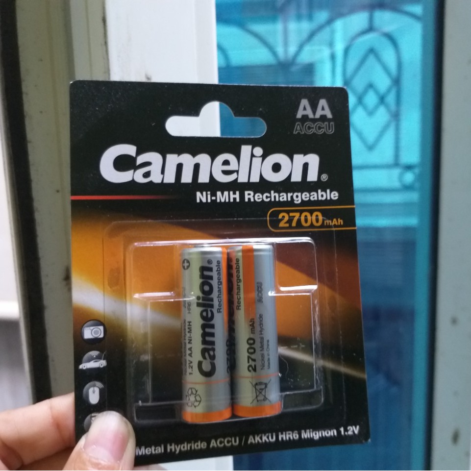 Pin sạc aa 2700, pin sạc 3a 1100 mah pin 2a 2 viên /vỉ pin 2a pin 3a camelion hàng chính hãng - pi0011