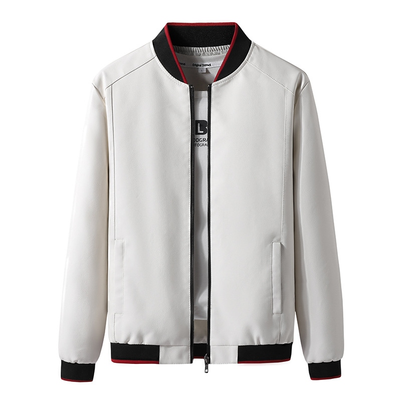 White color leather on sale jacket