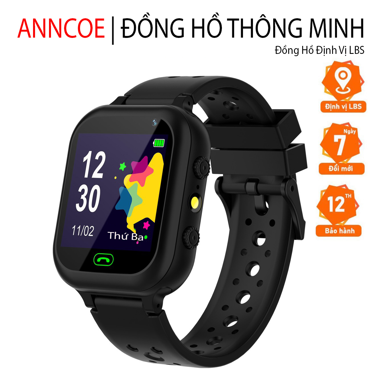 Đồng hồ thông minh trẻ em ANNCOE A115 nghe gọi hai chiều - hỗ trợ tiếng việt - dành cho trẻ em từ 4 đến 14 tuổi