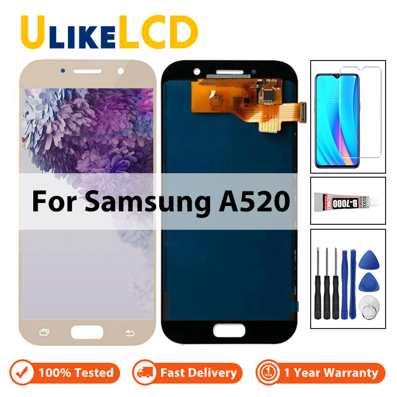 Màn hình hiển thị a520 5.2 ", thay thế màn hình cảm ứng số hóa màn hình lcd cho samsung galaxy a5 2017 a520 a520f a520f/ds