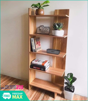 Kệ sách - Kệ sách gỗ - Kệ gỗ để đồ - Kệ góc gỗ 5 tầng - Kệ góc - Kệ đựng đồ - Phụ kiện trang trí nội thất phòng khách, phòng ngủ