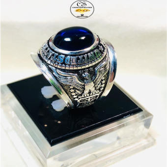 Nhẫn mỹ đá topa xanh chất liệu bạc 925 nguyên chất - Caraven silver - cs024