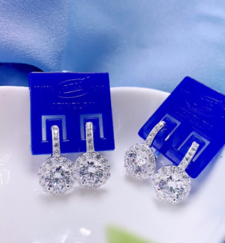 Bông Tai Bạc Nữ Bông Tai Bạc Cho Nữ Bông Tai Bạc Cho Nữ Cao Cấp Bông Tai Bạc Nữ Đá Tròn Trắng Chất Liệu Bạc Ta Cao Cấp