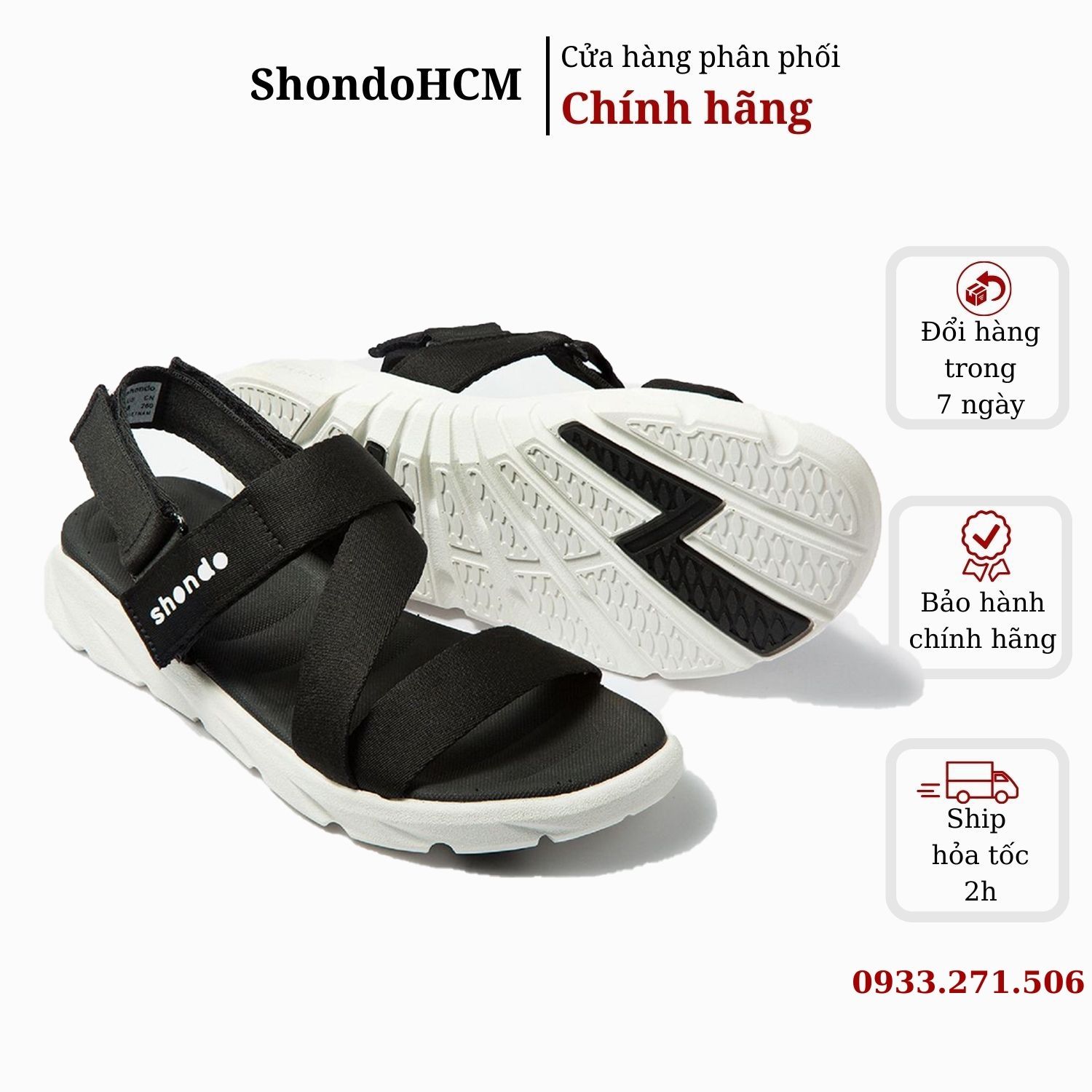 [Hoàn tiền 20%] Giày sandal Shondo nam nữ F6 Sport 2 màu đen trắng F6S003 ShondoHCM Shondo chính hãng