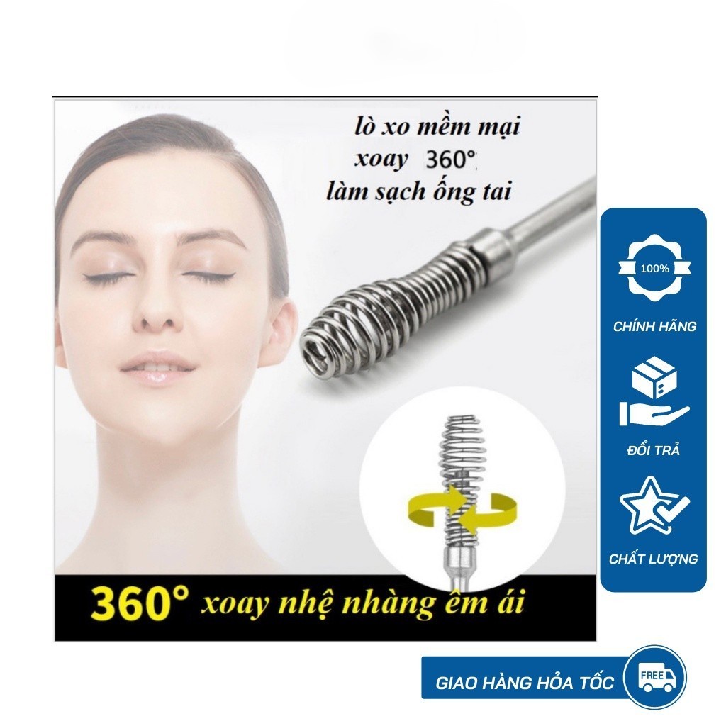 Bộ dụng cụ ngoáy tai 6 món - Bộ lấy ráy tai thép không gỉ làm sạch tai hiệu quả
