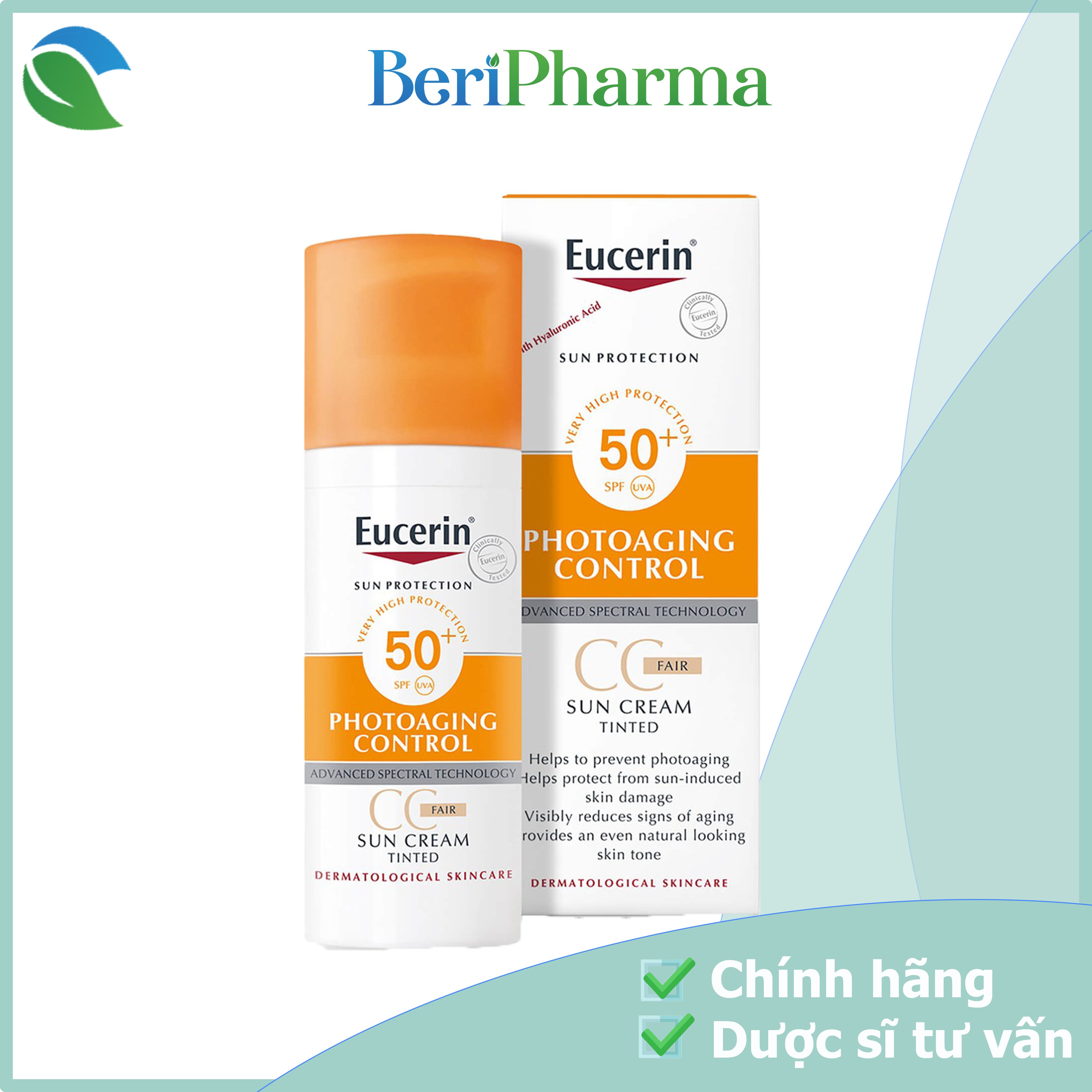 [HCM]Eucerin Kem Chống Nắng Sun Creme Tinted Cc Fair Spf50+ 50ml