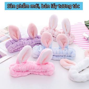 Băng đô rửa mặt Tai Thỏ, Băng đô trang điểm Tai Thỏ dễ thương vải nhung mềm đẹp