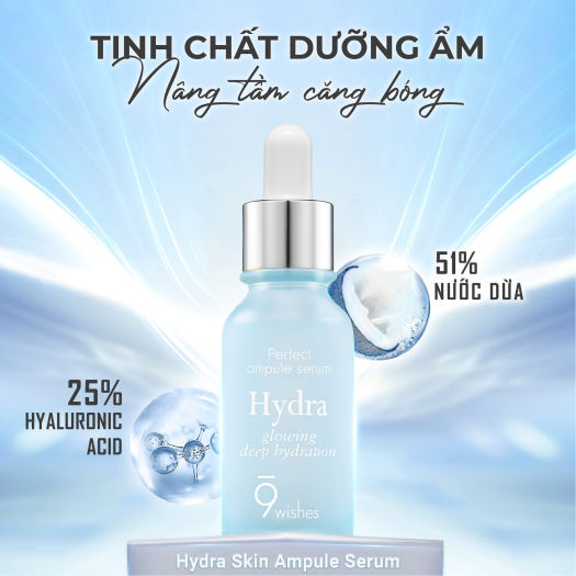 Tinh Chất Cấp Ẩm Dưỡng Sáng Giúp Da Mịn Màng 9 Wishes Hydra Skin Ampule  Serum 8ml - Nước hoa hồng & Xịt khoáng chuyên sâu | TheFaceHolic.com