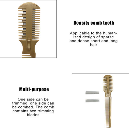Lược Cạo Tóc, Lược Tỉa Tóc Hai Mặt Lược Cắt Tóc, Lược Chải Tóc Với Lưỡi Dao Cạo