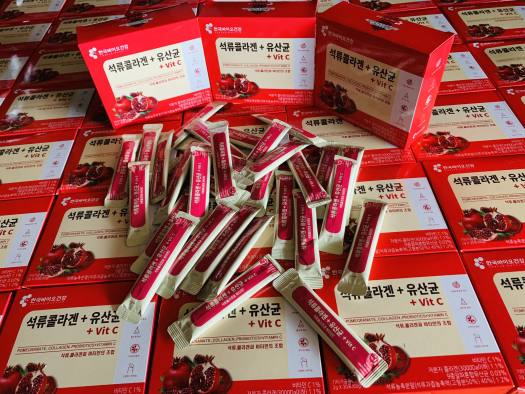 Bột collagen lựu đỏ Bio Cell Hàn Quốc Mẫu mới thêm vitamin c - Hộp 30 gói x 2g