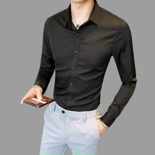 Áo sơ mi nam màu trắng, áo dai tay sơ mi nam vải lụa co dãn thoáng mát khi mặc, áo sơ mi nam công sở SoloShop AD1