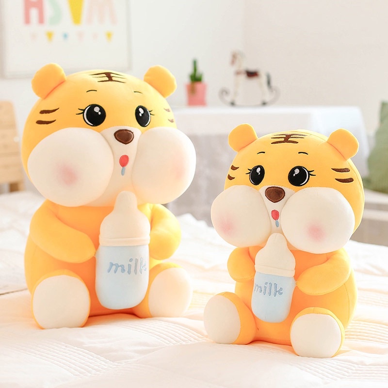 Gấu bông hổ baby ôm bình sữa dễ thương ôm ngủ mềm mại - gấu xinh - g04