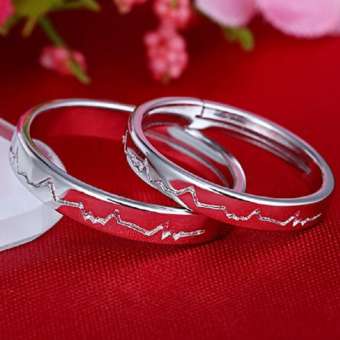 Nhẫn đôi thời trang tình yêu nhịp tim sang trọng HHN-JZ136(Bạch Kim)