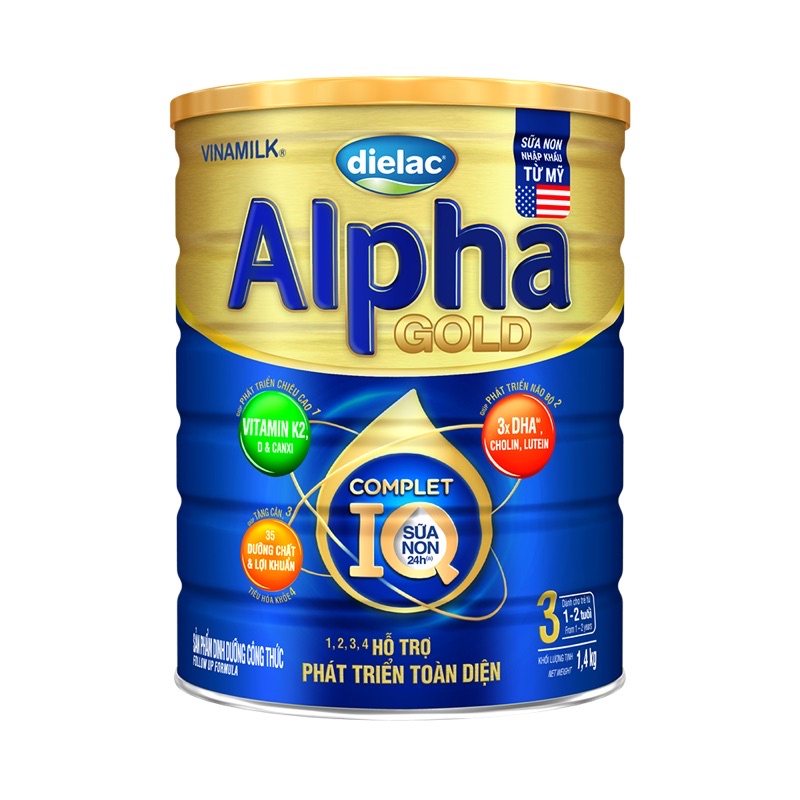 Sữa bột Vinamilk Dielac Alpha IQ Gold 3 Sữa Non 1.4kg Mới