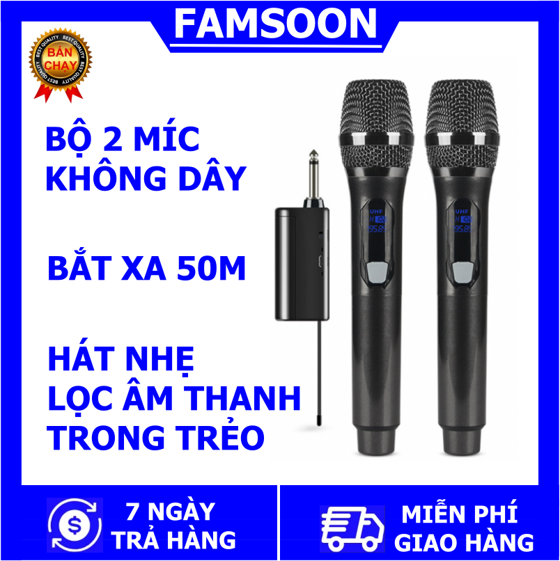 Loại xịn, mic karaoke không dây | professional universal wireless microphone | famsoon