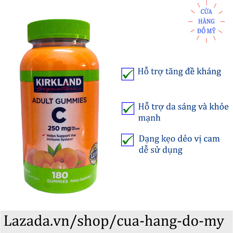 Kẹo Dẻo Bổ Sung Vitamin C Kirkland 250mg 180 viên Cho Người Lớn - Shop Hong1008