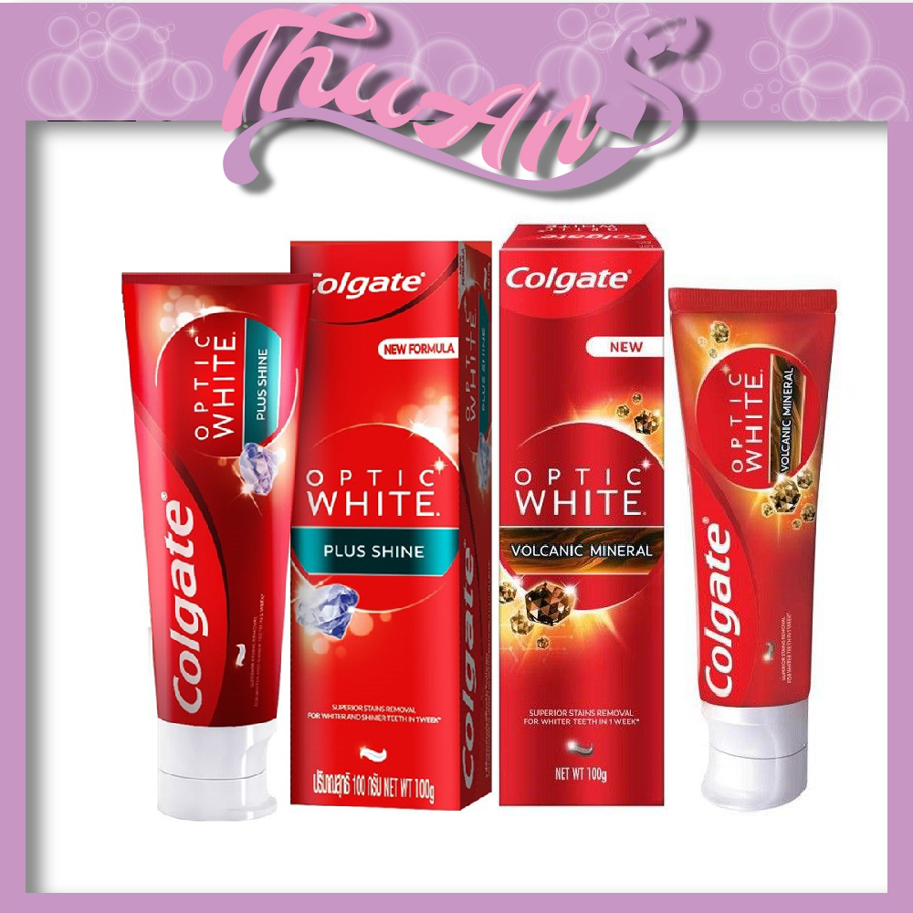 Kem Đánh Răng Colgate Optic White Plus Shine / Volcanic Mineral 100G