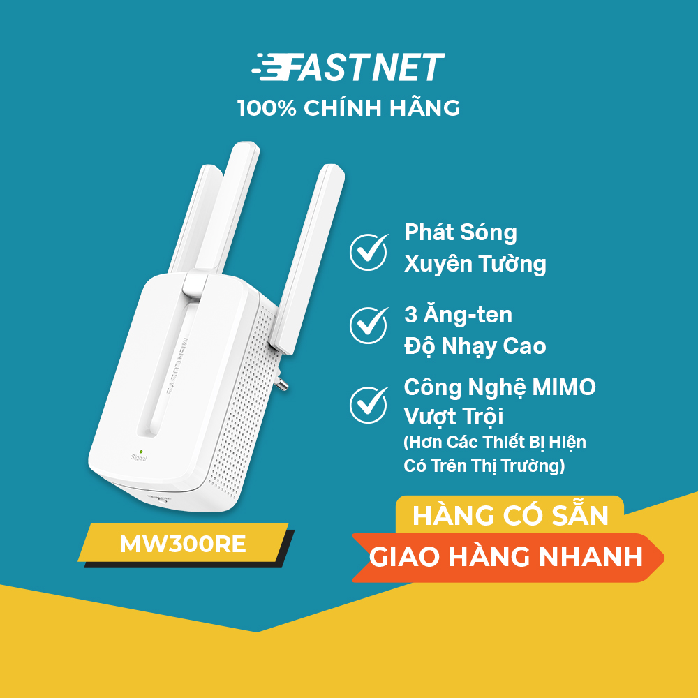 Bộ Mở Rộng Sóng Wifi Mercusys MW300RE Chuẩn N 300Mbps