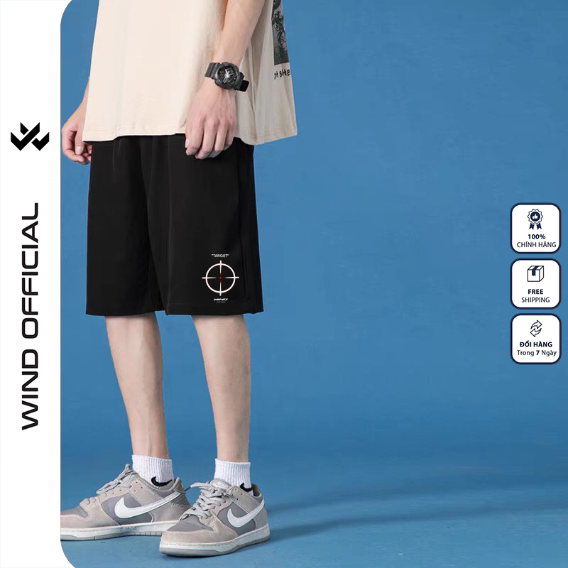 Quần short thun nam nữ WIND nam nữ ống rộng WIND TARGET quần đùi lửng ngố thời trang mặc nhà