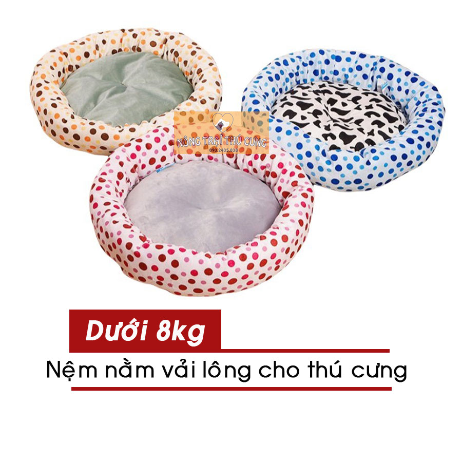 Nệm tròn vải lông êm ái cho thú cưng - nệm nằm cho chó mèo - giao mẫu ngẫu nhiên -