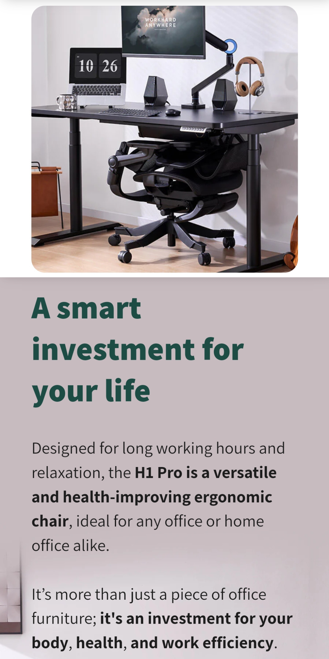 เก้าอี้สำนักงาน Hinomi H1Pro Ergonomic พับได้ พร้อมที่วางขาและที่วางแขนพับเก็บ | เก้าอี้เกมมิ่งตาข่าย
