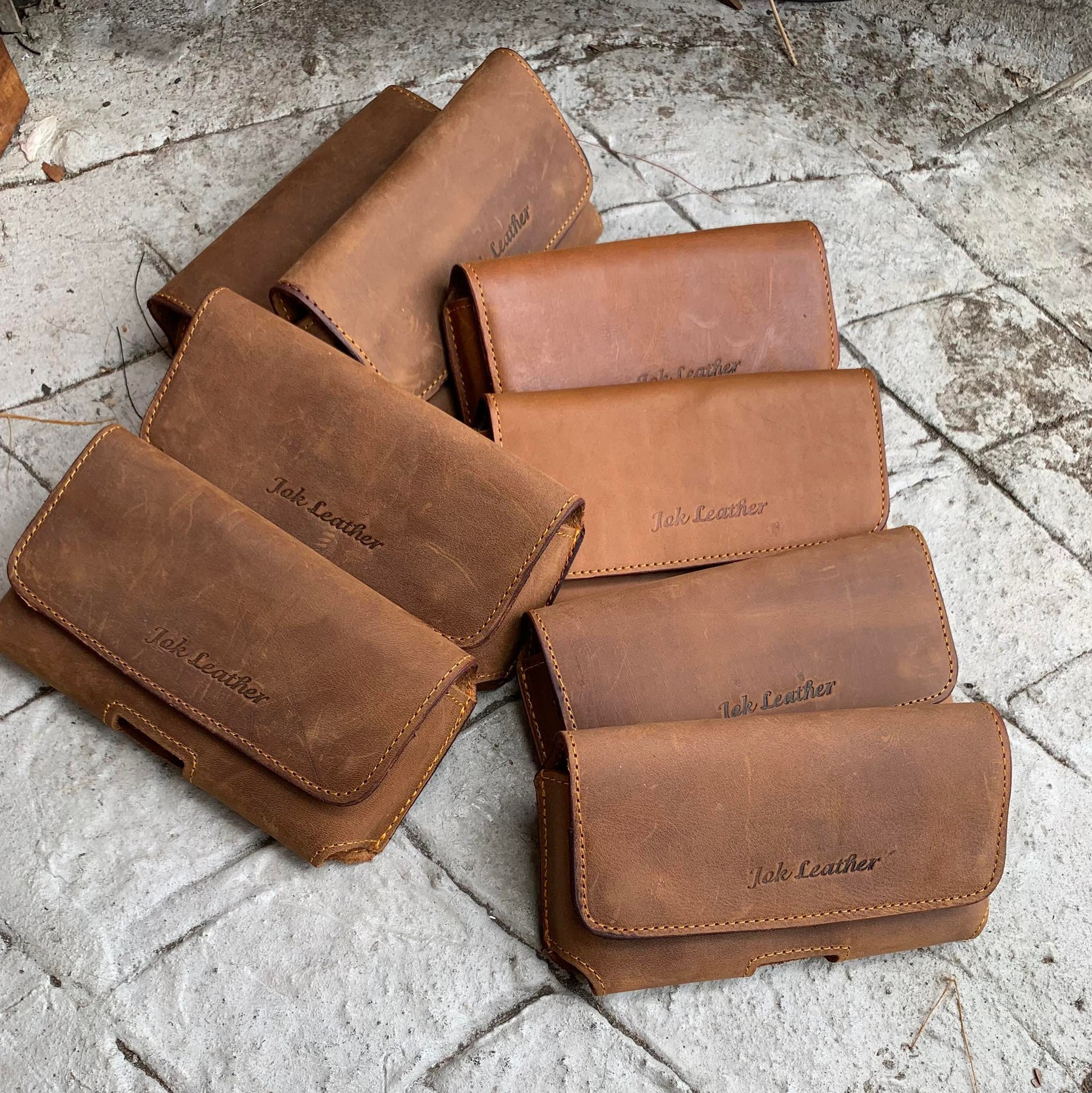 bao da đựng điện thoại da bò 1 lớp đeo hông