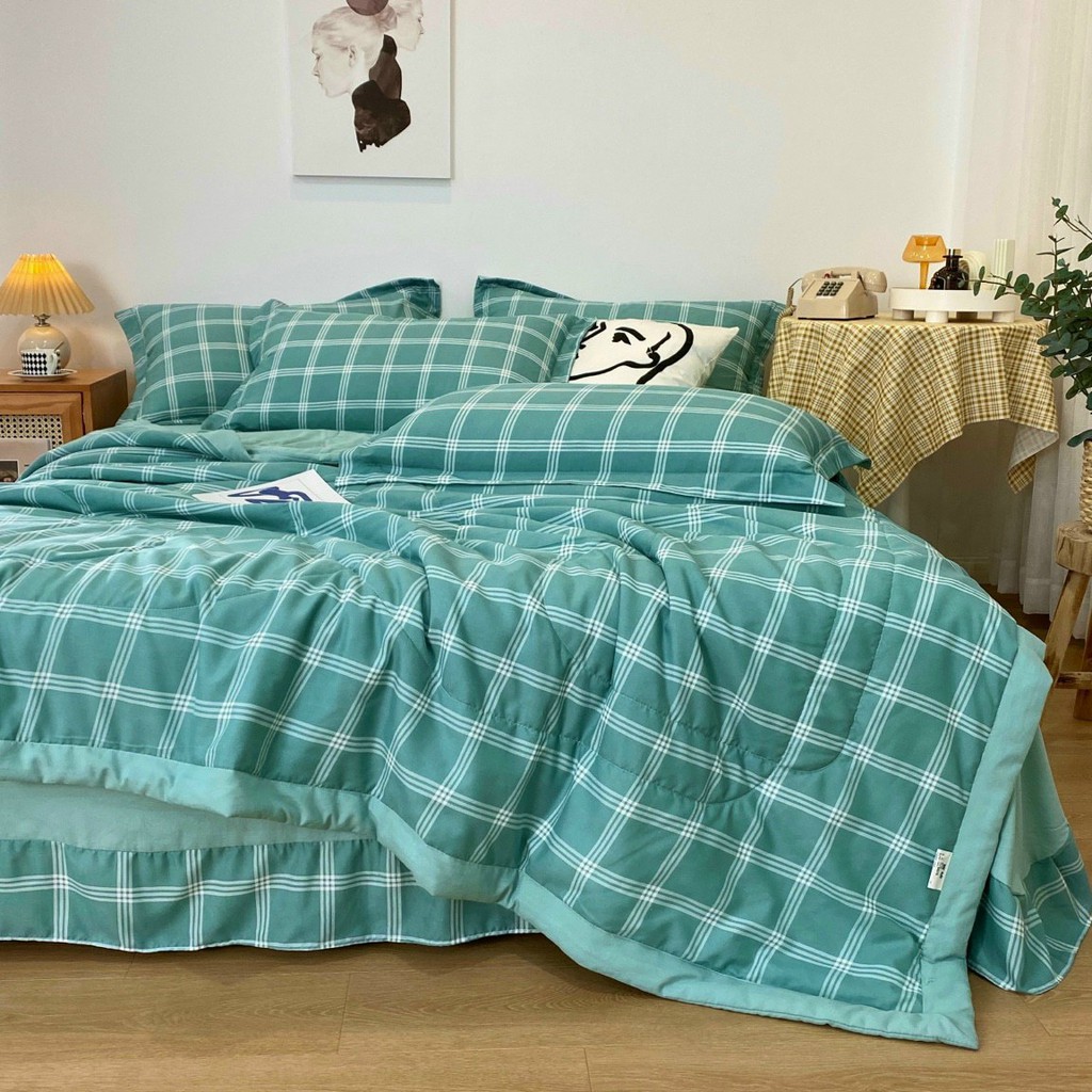 [SALE 50%]Chăn đũi hè cotton kẻ caro Muji xuất Nhật kích thước 2 x 2,3m rộng rãi, nhiều màu.Chăn Hè Thu Cotton Đũi Kẻ Muji  dài rộng