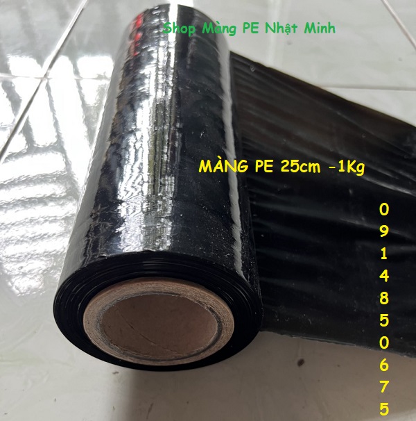 Màng PE đen thui quấn hàng 25cm 1kg