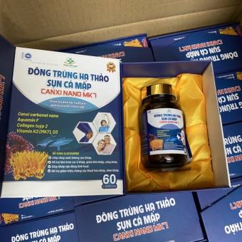 Viên uống Đông trùng hạ thảo - Sụn cá mập - Canxi nano Mk7 - Hộp 60 viên - Date 2025