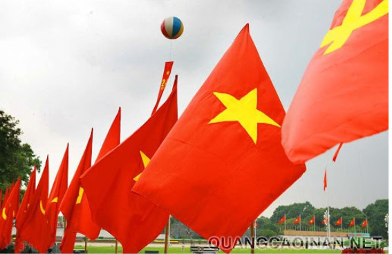 100 lá cờ tổ quốc, cờ đảng bằng vải chịu nắng mưa ngoài trời
