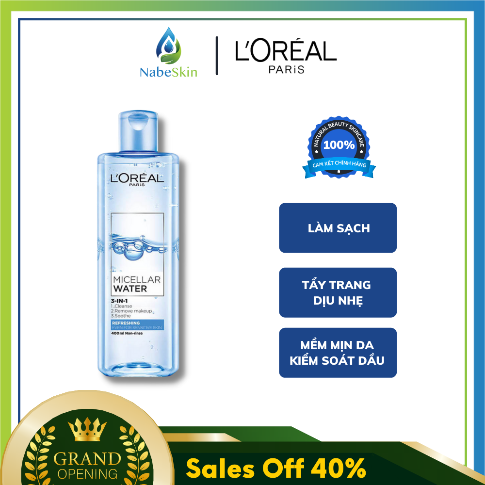 Nước tẩy trang L'Oreal tươi mát màu xanh nhạt 400ml