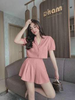 Set vest Hàn Quốc mặc đi chơi, áo vest tay ngắn, quần đùi nữ, đồ bộ đùi nữ mặc đi chơi, set đùi nữ sang chảnh kèm ảnh thật