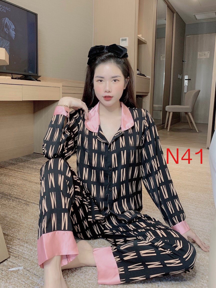 Đồ bộ nữ pijama lụa ngủ dễ thương mặc nhà dài tay quần dài lụa thái cao cấp