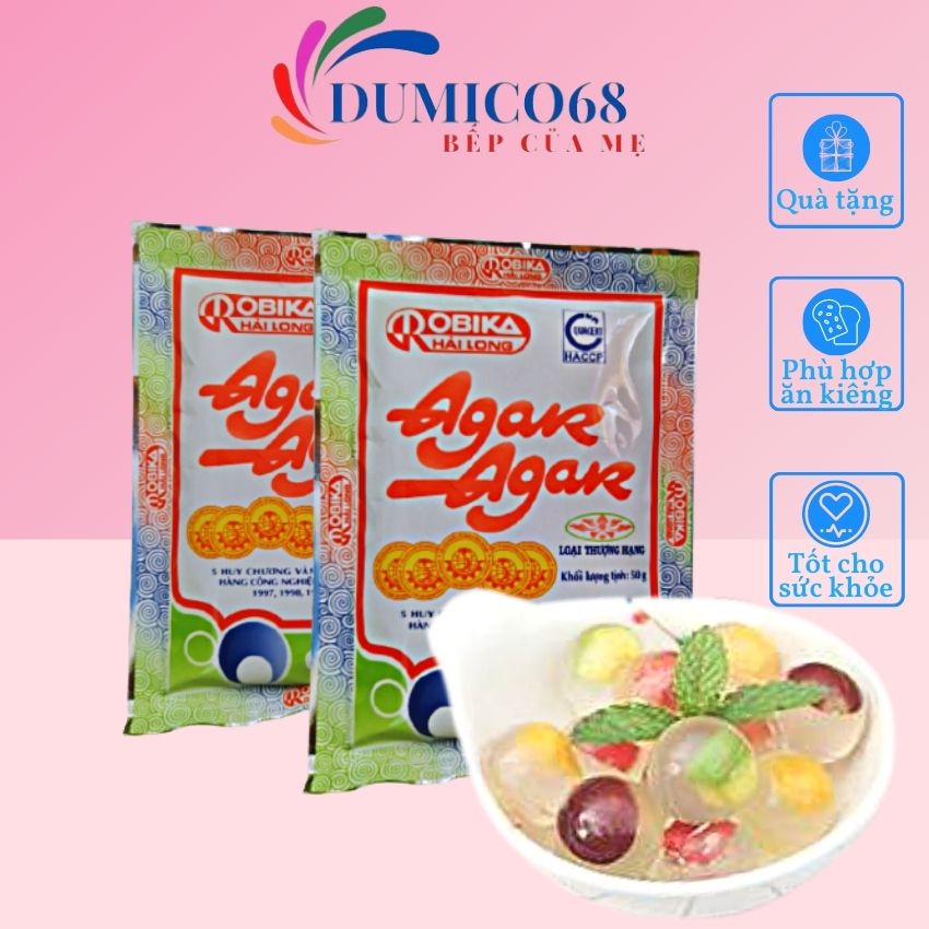 Bột thạch aga,bột làm thạch rau câu giòn hải long gói 50g.