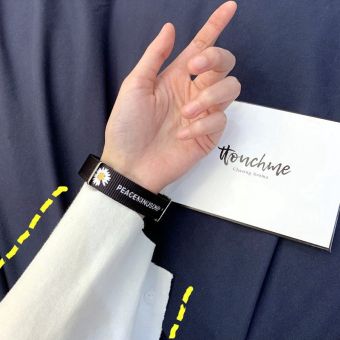 Vòng Đeo Tay Vải Canvas Hoa Cúc, Vòng Tay Bông Cúc Phong Cách Hàn Quốc, Dây Đeo Tay Nam Nữ