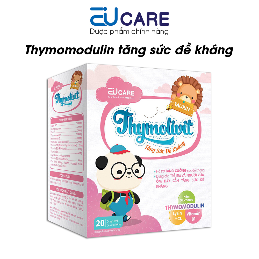 Siro Thymolivit tăng sức đề kháng cho bé, bổ sung thymomodulin, kẽm gluconate, vitamin tăng cường thể chất - 20 ống