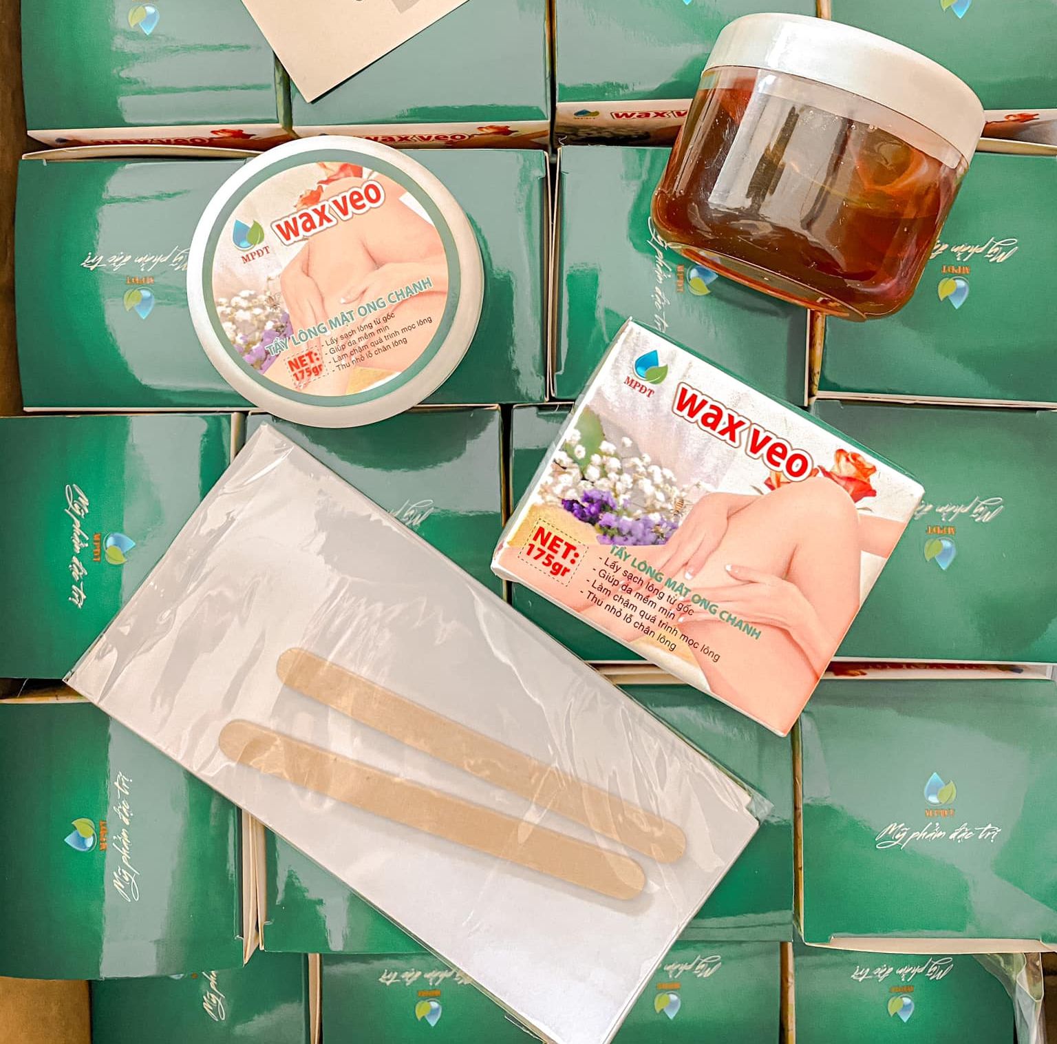 Tẩy lông mật ong chanh wax veo ngân bình 175g kèm giấy que
