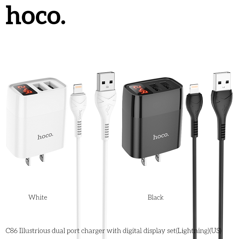 Cóc (Cổng) Sạc Nhanh Hoco HK2 plus/ Bộ sạc C86 3.4A 2 cổng USB