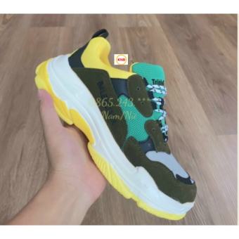 Giày Balenciaga Triple S Thể Thao Nam Nữ Sneaker Cao Cấp Phối Vàng Xanh Rêu, Size 36-43....